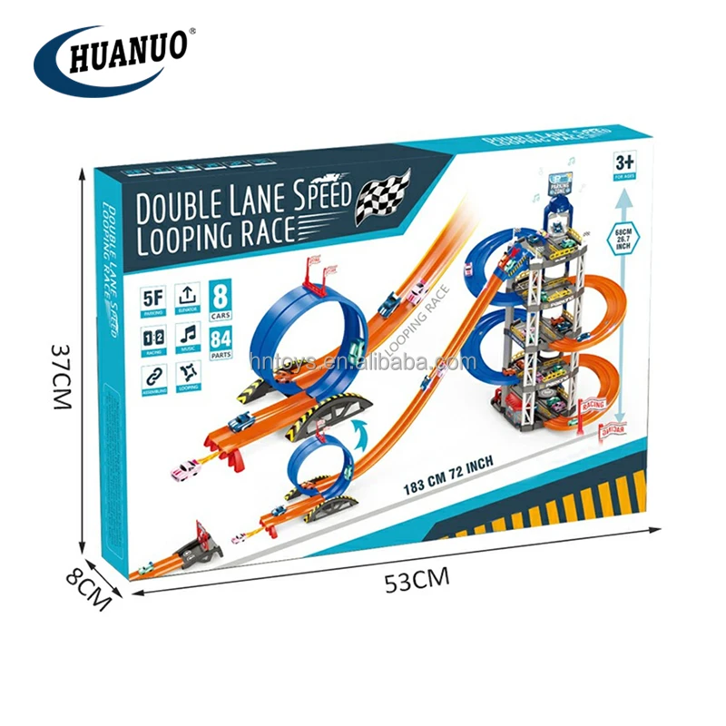 Kids Educational Plastic Ramp Racer Toys Five-Layer Race Track High Speed Looping Race for Boy