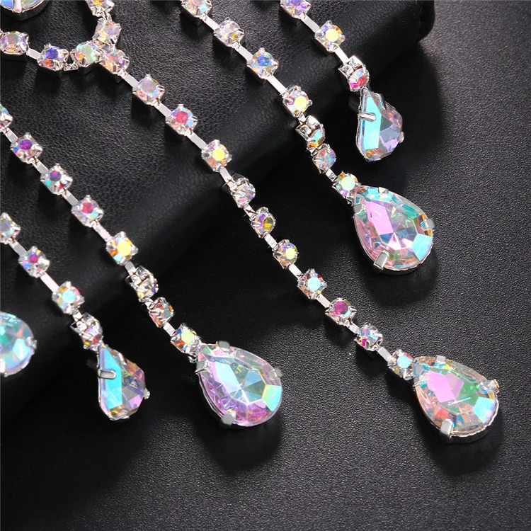 Luxury Ladies Hair Bands Accessories Fashion Party AB Rhinestone Hairpiece AB Diamond Forehead Hair Pieces for Women