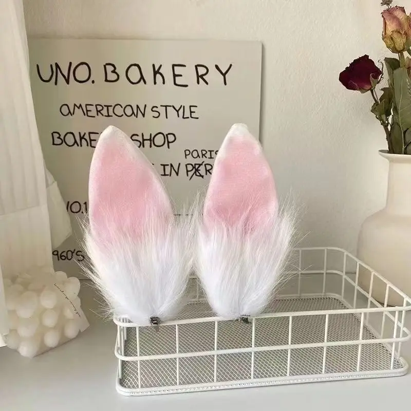 plush cosplay headdress lovely cartoon anime powder cochlear wolf beast ears rabbit hairpin accessories