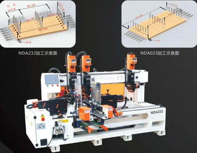 touch screen control CNC multi rows drilling machine with automatic feeding and returning NANXING woodworking machinery