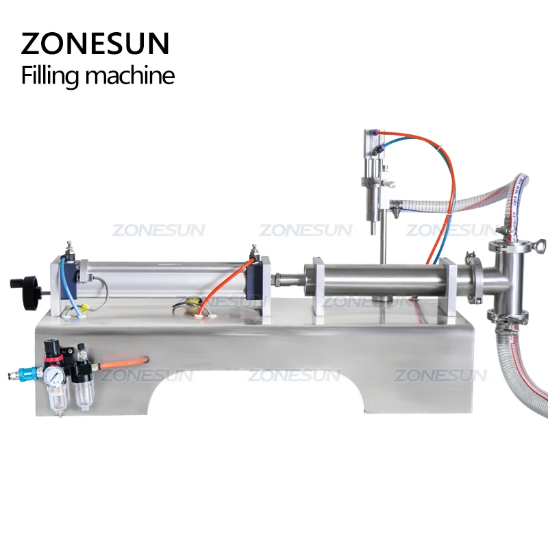 ZONESUN 10-100ML Pneumatic Piston Liquid Filler Shampoo Milk Juice Vinegar Coffee Oil Drink Detergent Filling Machine Supply