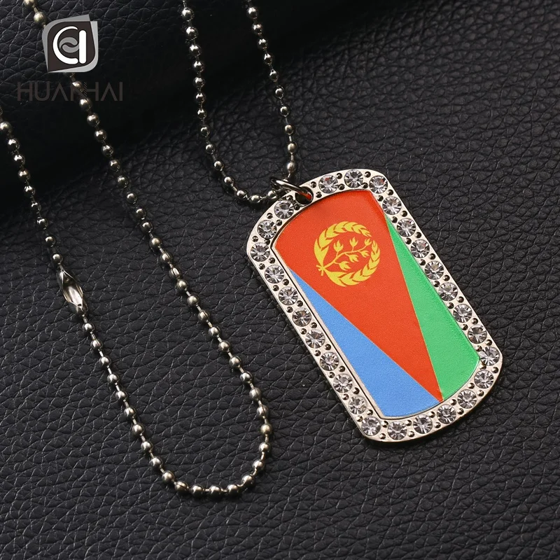 Пользовательский национальный флаг печатный логотип Алмазный акриловый камень металлическая бирка для собак