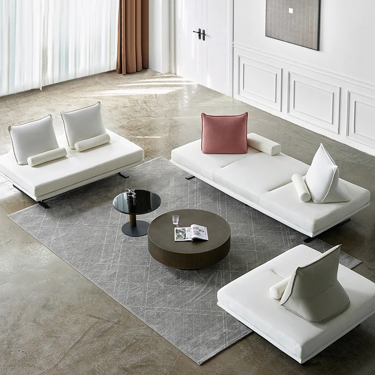 Nordic Fabric Sofa Set Double Seat Armrest Without Backrest Feather Two-way Technical Creative Sofa Set