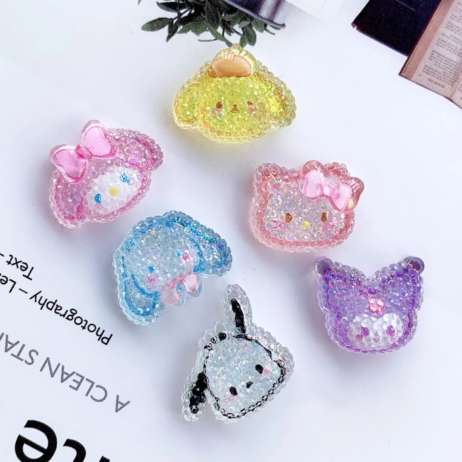 Shiny Sugar Cartoon Animal DIY  Resin Cream Glue Phone Case Hair Clip Nail Charm Decoration Material Accessories For Girls