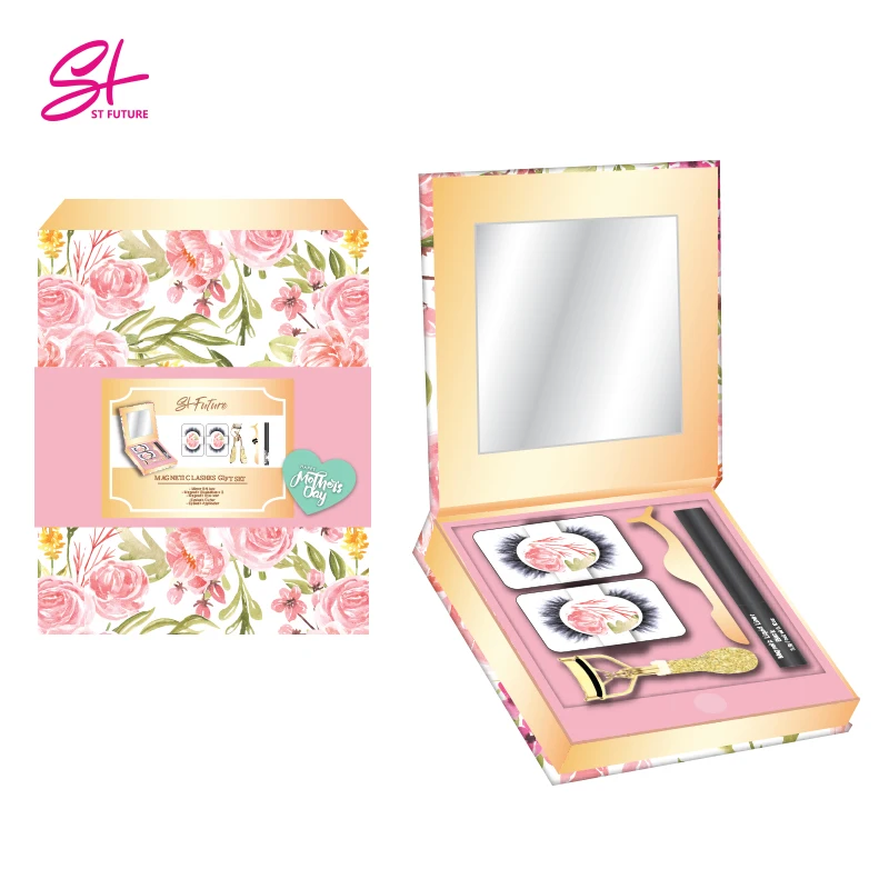 
St Future Gift Box Magnetic Eyelash Curler Liquid Liner Pen Magnetic Lashes for Mother Day Makeup 