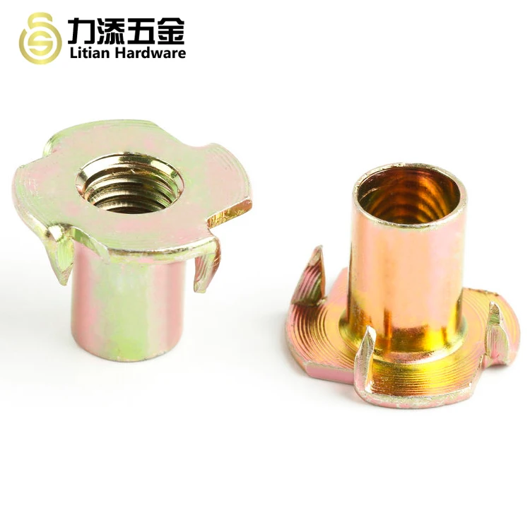 DIN1624 Metric Cold Heading Furniture Insert Blind Timber Wood Four Claw T Nut