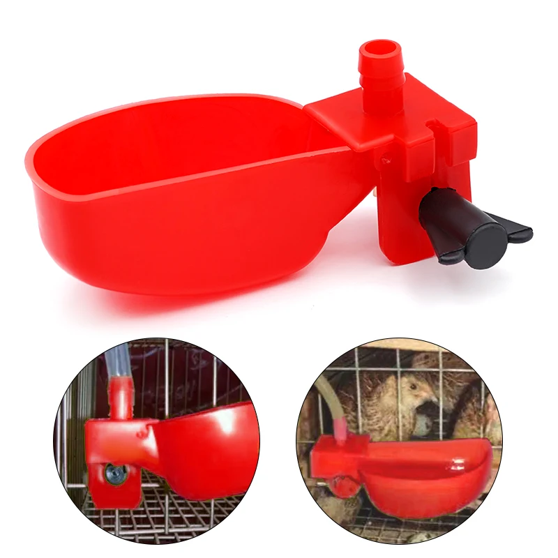 Red and Yellow Plastic Quail Nipple Drinker Quail Chicken Pigeons Automatic Drinker Cup Water Bowl For Livestock