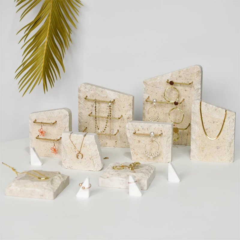 Marble necklace earrings Jewelry jewelry ring display stand Home table jewelry display live shooting window display props