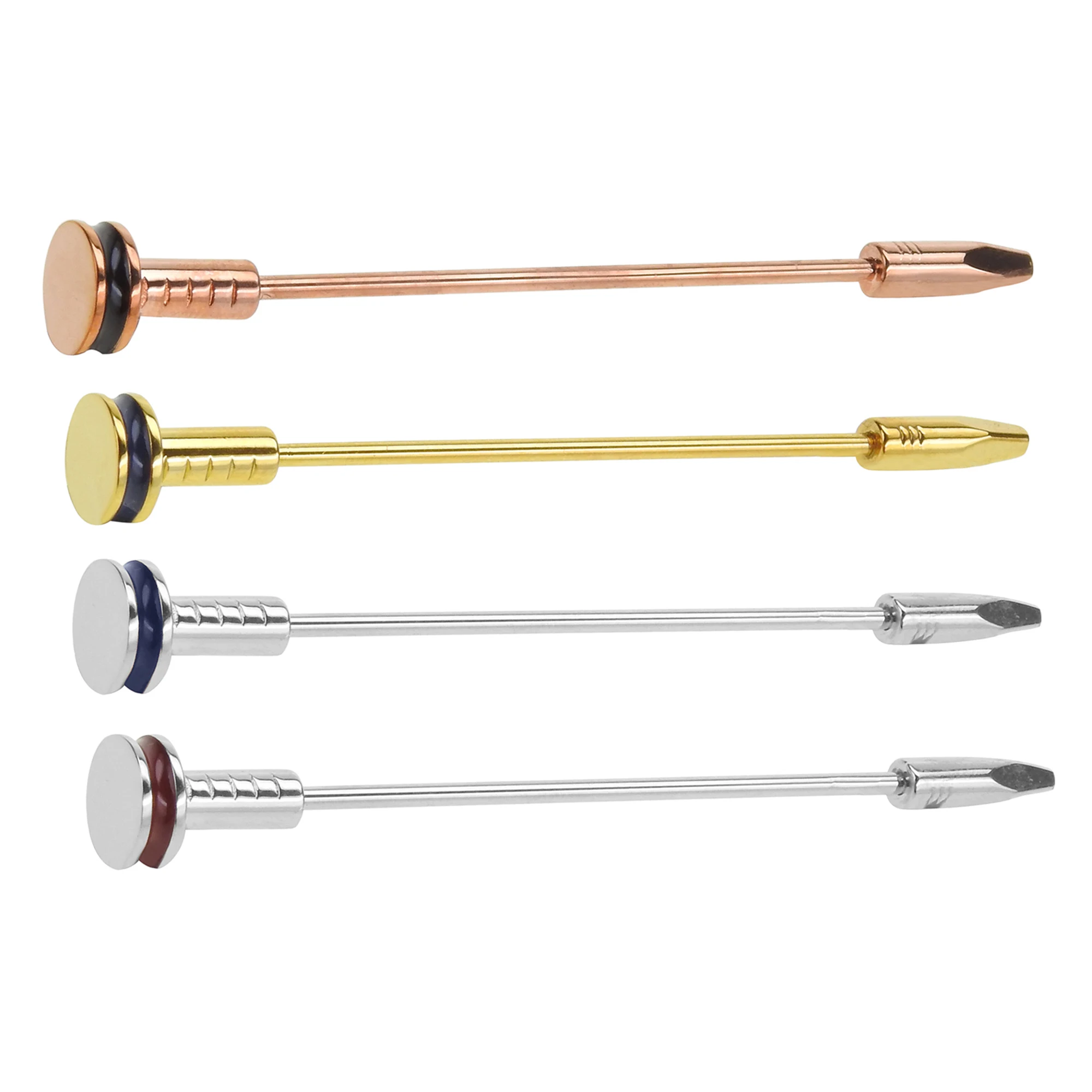 Mens Red Enamel Silver Collar Bar Pin Shirt