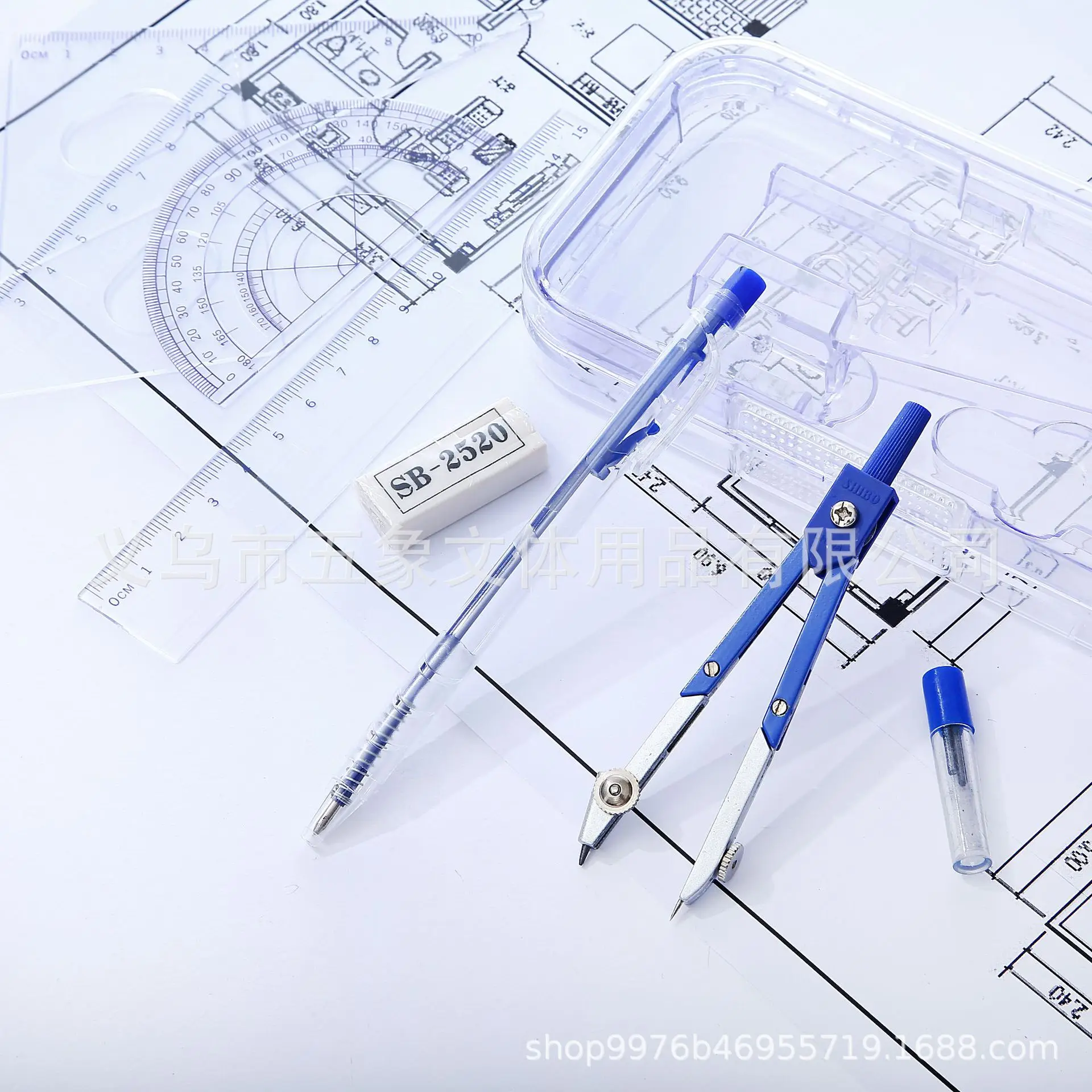 Direct Selling Mathematical Compass Painting Exam Set Geometric Protractor Drawing Ruler Compass Student Stationery