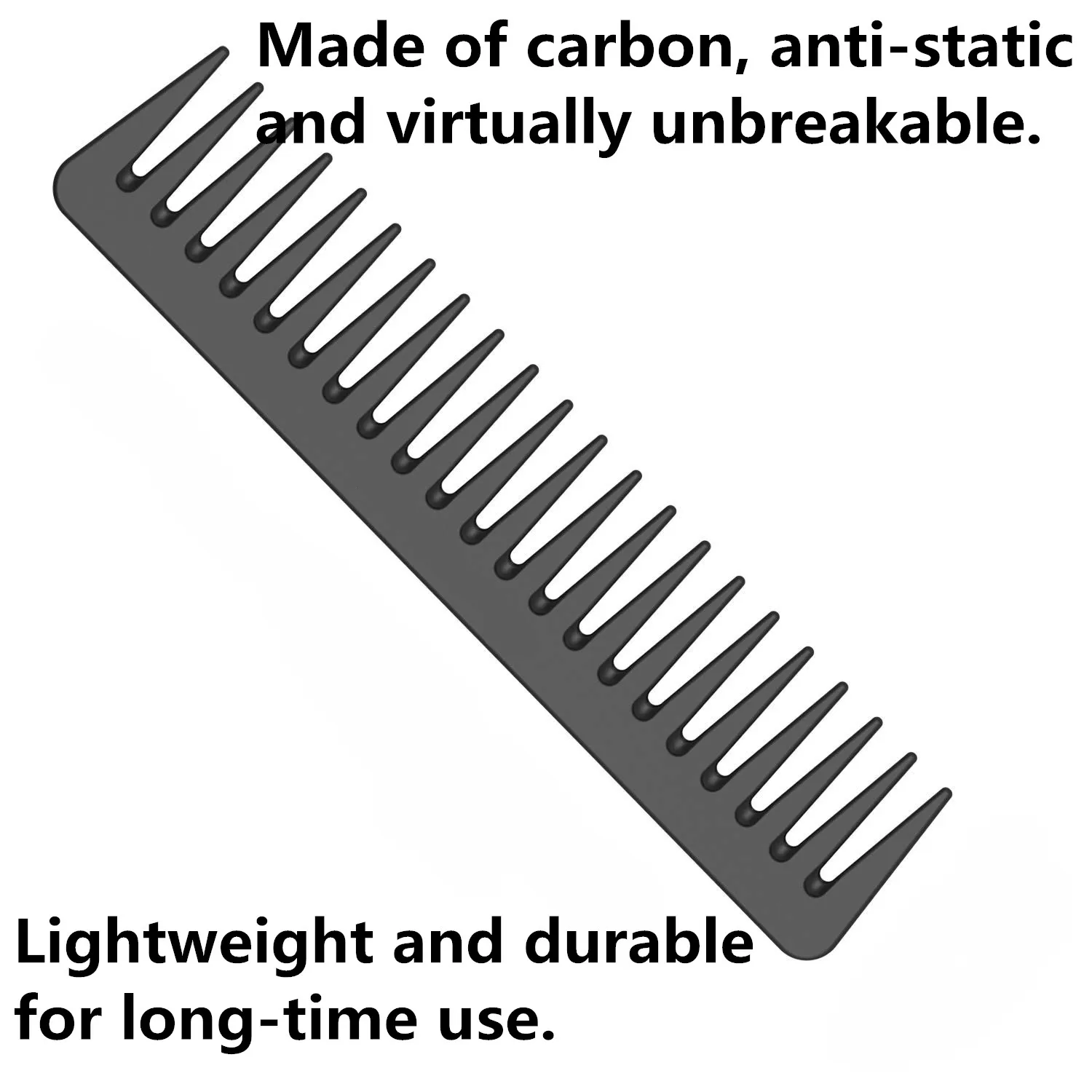 Black Carbon Wide Tooth Comb Detangling Barber Carbon Fiber Tooth Comb