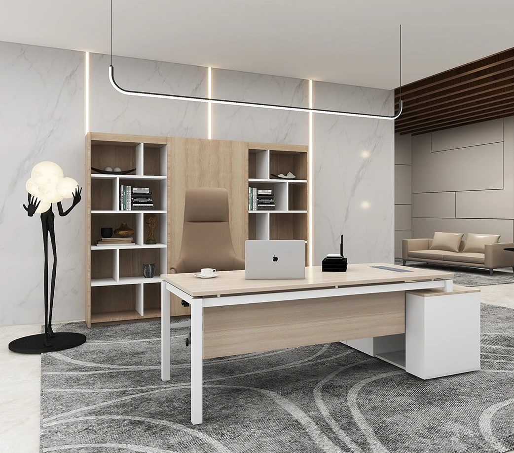 Factory custom modern L-shaped Boss ceo Manager desk Executive Wooden office tables and chairs for office furniture