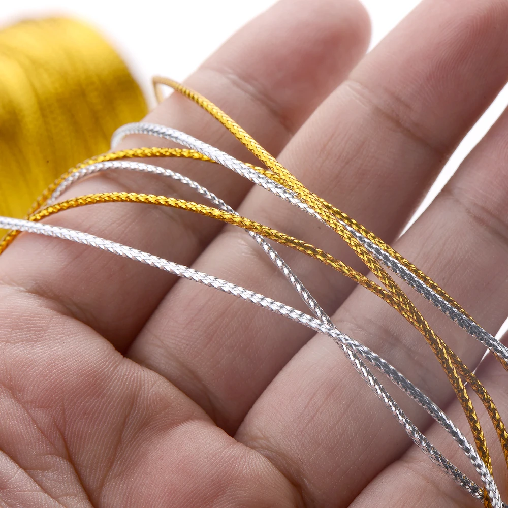 100m/Roll 1.5mm Gold & Silver Color Thread Cord Packing Rope Ornament String For DIY Wedding Party Christmas Gift Decor