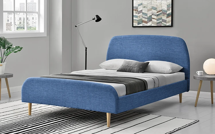 Willsoon 1196 Luxury Scandinavia Round Corner Modern Design Bedroom Furniture Linen Fabric LIT Bed
