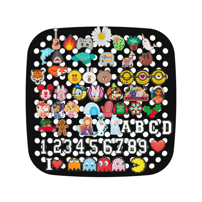 Hot sale Silicone Shoe Charms Organizer, Portable Roll Storage Bag Wall Mounted Hanging Display Stand