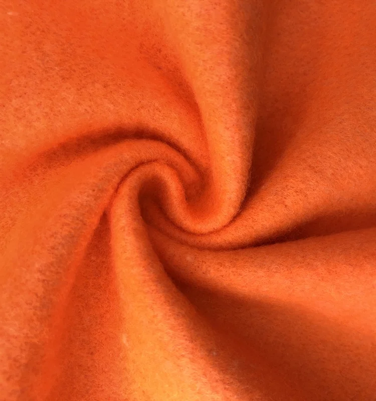 js010 85% Polyester and 15% cotton  Fleece Fabric Fluorescent orange fabric