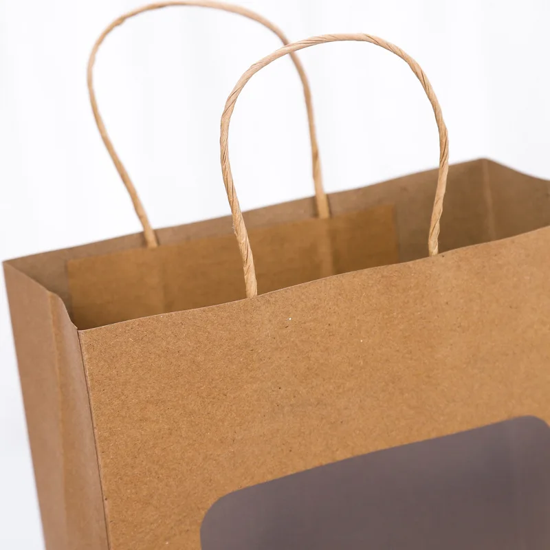 China Manufacturer 100% biodegradable Clear Window Brown Kraft Paper Bags Custom Print Logo