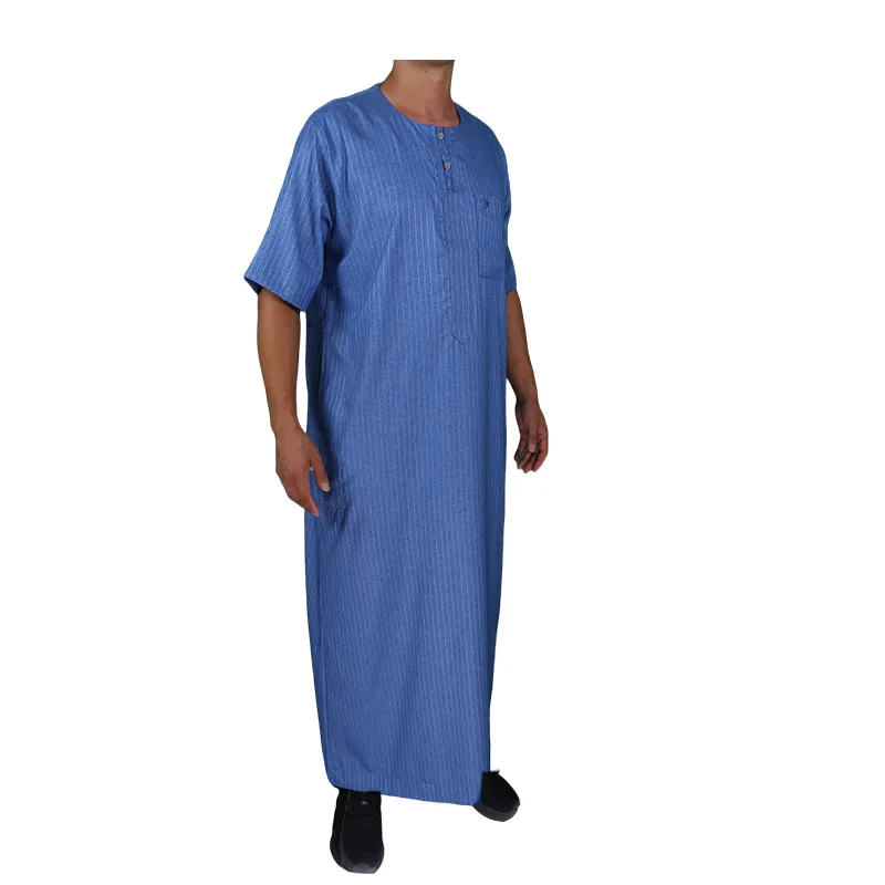 Malaysia Islamic Short Sleeve Morocco Style Man Clothing Cotton Made Jubba Size 52-58