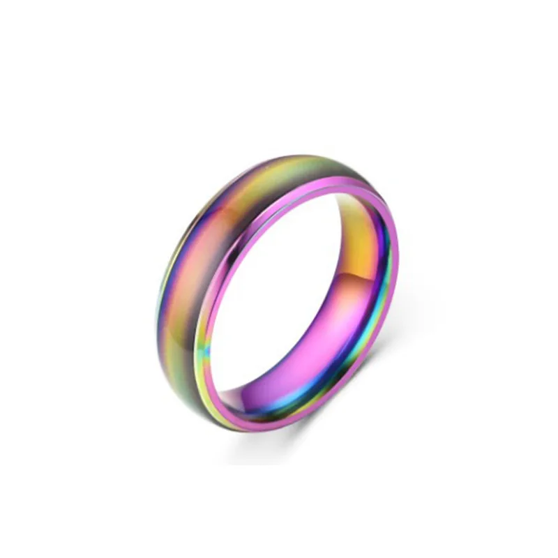 Hot Style Thermochromic Smooth Mood Rings 6mm Couple Stainless Steel Changing Color Mood Finger Rings