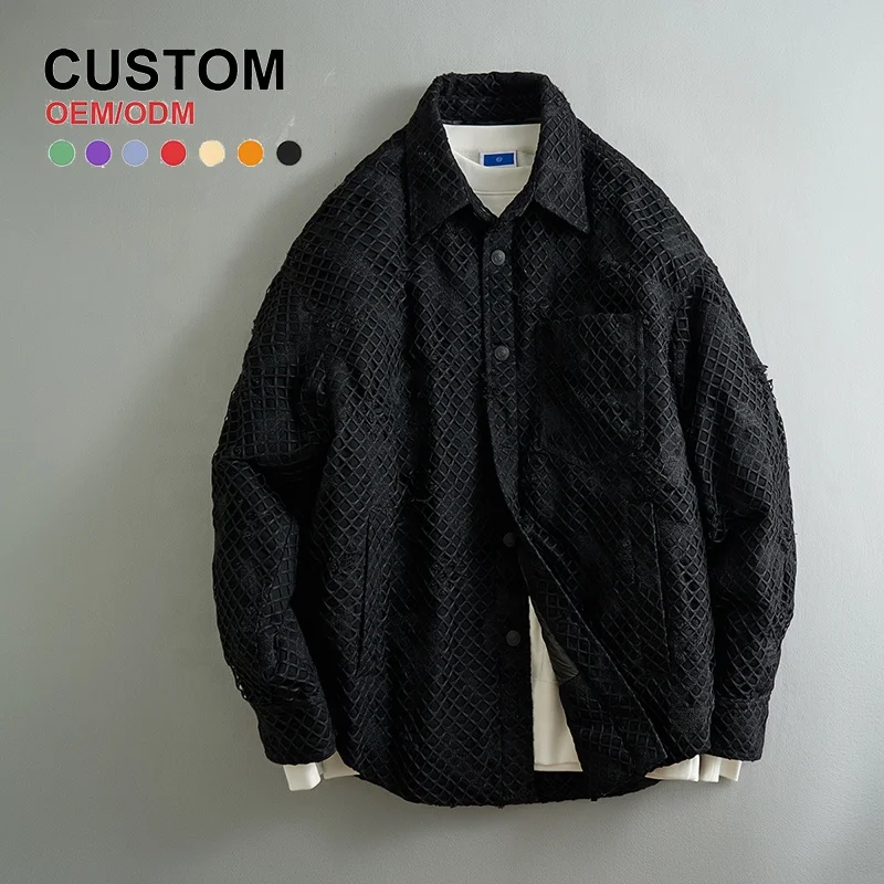 OEM Custom Design Single Breasted Turn-Down Collar Casual Style shirt jacket Winter light down jacket men