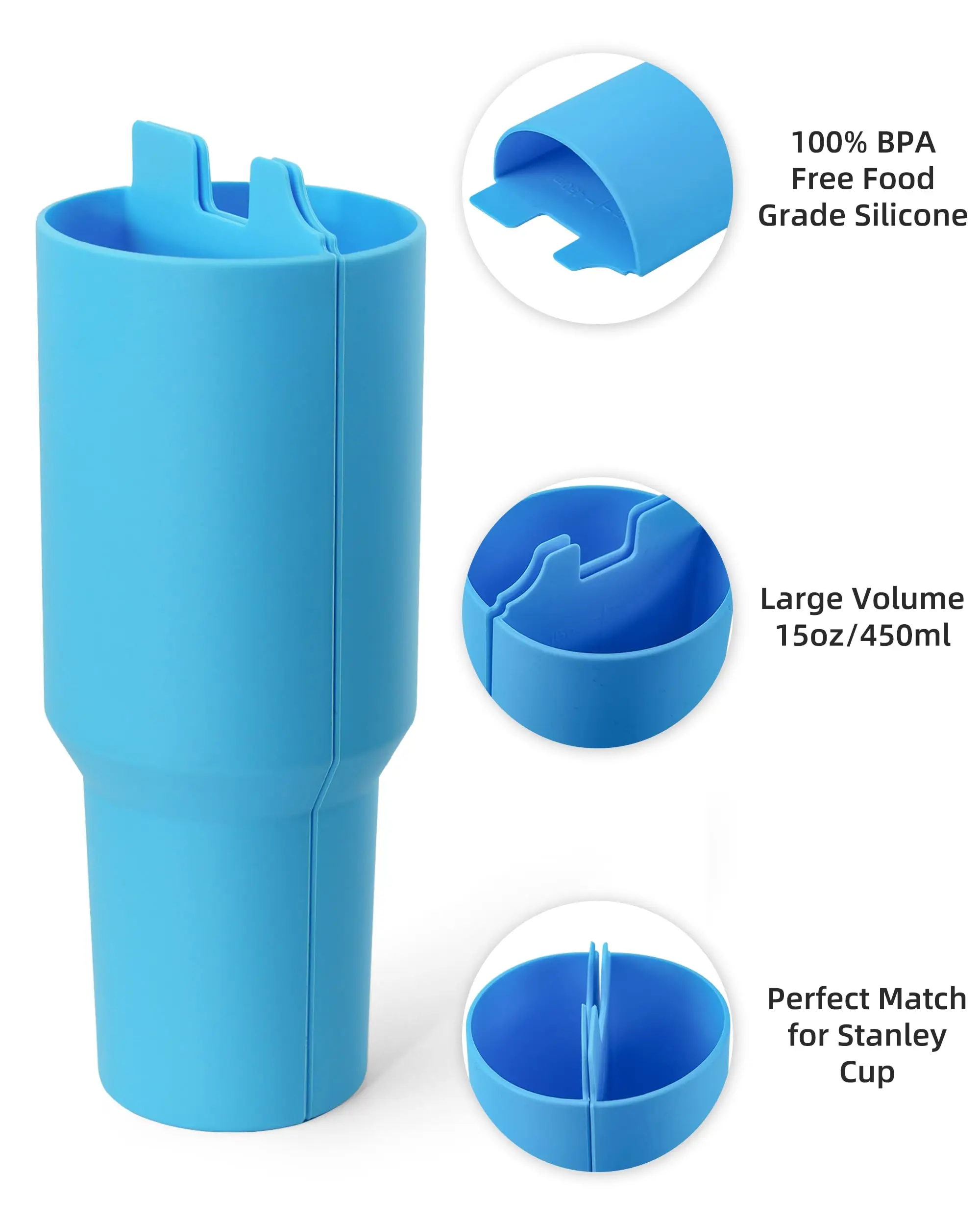 2-In-1 Drink Separator Silicone Liner For Stanley Cup 40 Oz  Reusable Inner Tray For Juice Coffee Cola