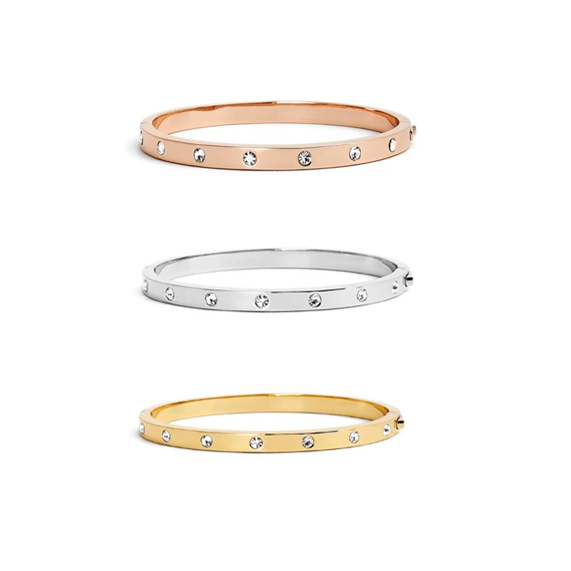 2024 Bracelet Girl  Women Fashion Accessories Crystal Hinge Bangle Jewelry Fine High Quality 925 Sterling Silver Silver Gold 2021 Trendy Top Quality Jewelry Sets Fine Jewelry