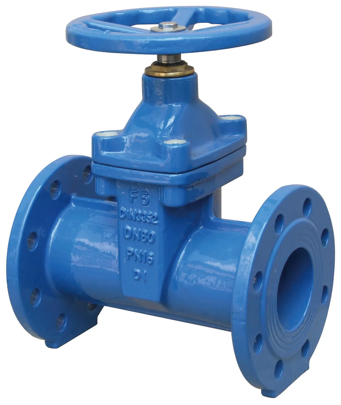 DIN3202 F5 PN10/16 double flange resilient seated Gate valve, handwheel operator