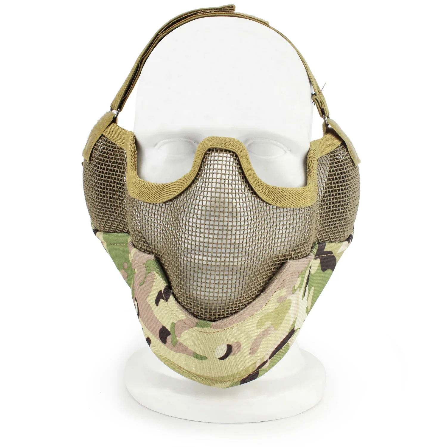 Action Union V2 Metal Steel Net Mesh Tactical Half Face Protective Mask with Ear Protection for CS Outdoor Wargame