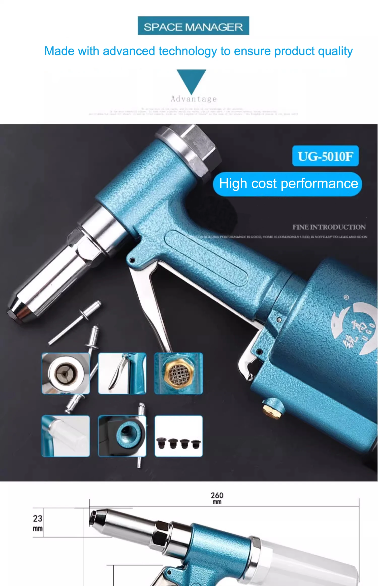 Lightweight and Durable Handheld Pneumatic Hydraulic Air Rivet Gun Portable Air Riveters