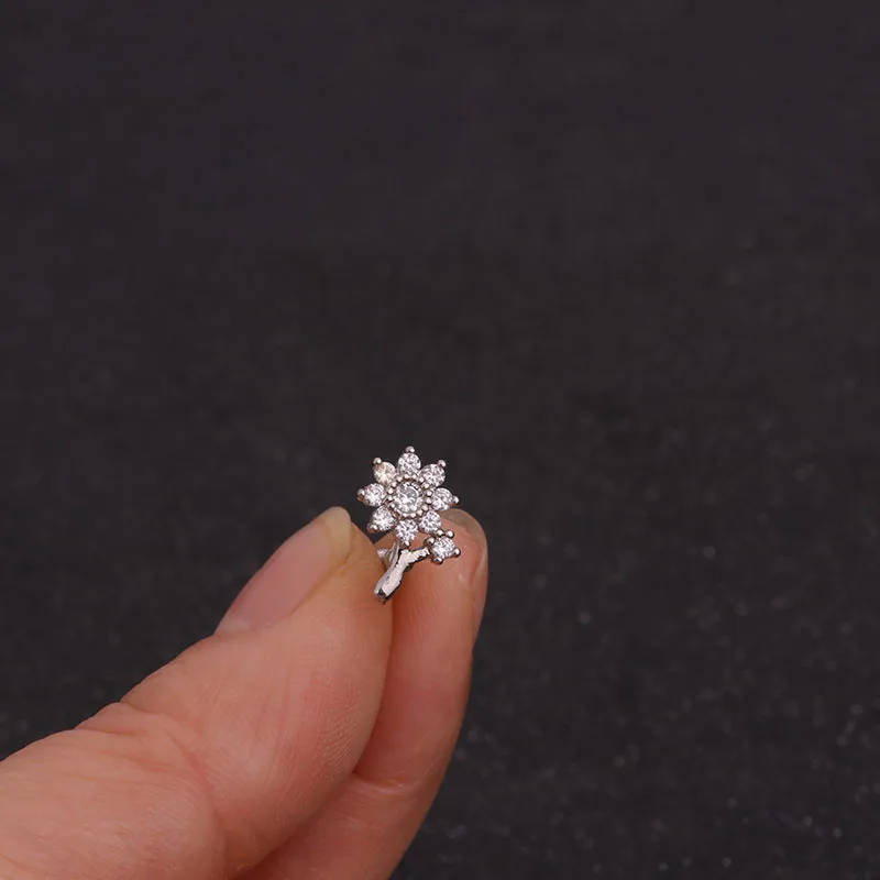 20G Stainless Steel Cartilage Piercing Helix Jewelry Cz Flower Leaf Wing Snake Butterfly Ear Stud Tragus Conch Earring Stud