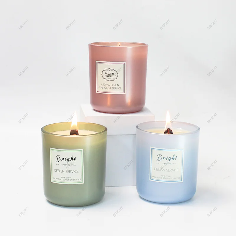 New Style Wholesale Soy Wax Round Glass Candle Jar Pearl Luxury Bamboo Wood Lid 6oz 8oz 10oz 16oz 17oz Candle Jar with Lid