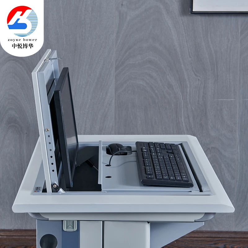 Classroom Cold Rolled Plate Recessed Monitor Flip up Computer Desk