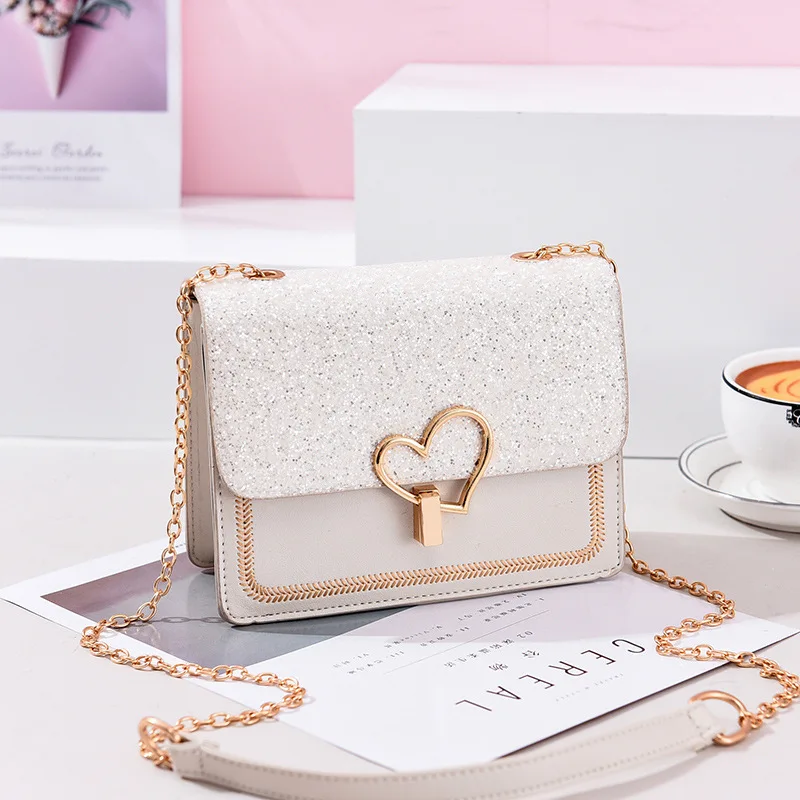 
Sac en Cuir Femme Wholesale Low MOQ High Quality Mini Love Heart Flap Chain Crossbody Bag for Women 