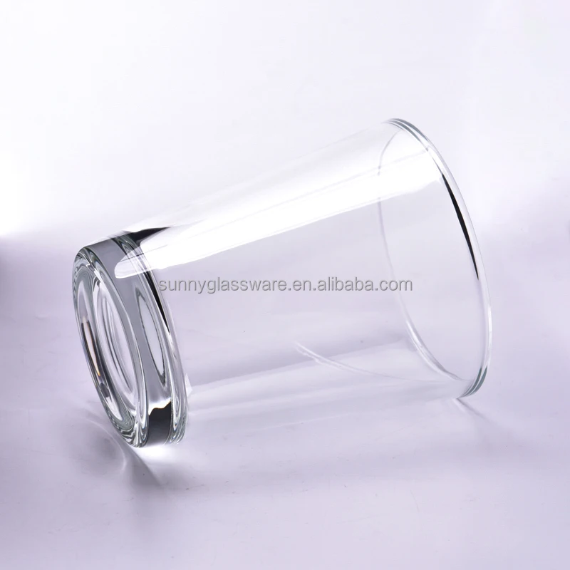 Wholesale 500ml V shape glass candle holder for home deco popular 14oz filled wax V shape glass candle jars