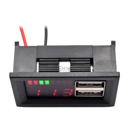 DC12V Cars Motorcycles Vehicles USB 5V2A Output LED Digital Displays Voltmeter Lead Acid Mini Voltage Meter Battery Tester