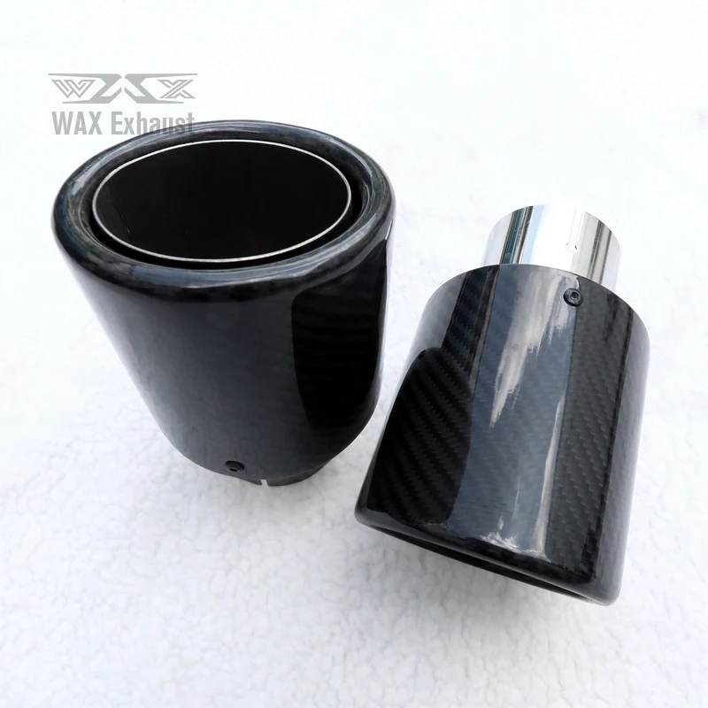 Auto Carbon Fiber Glossy Black Tailpipe Stainless Steel Exhaust Tips Exhaust Muffler Pipe Exhaust Tips