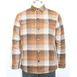 MENS HEAVY WEIGTH WOOL FLANNEL JACKET LINED UP SOFE SHERPA-BROWN