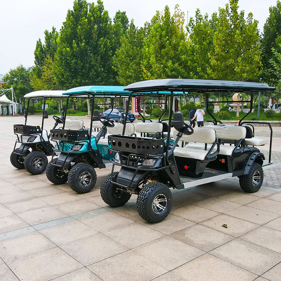 2024 New Design 6 Seater Classic Luxury Hunting Golf Cart Electric Motor 72v Battery Club Electric Golf Cart