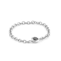 simple design 925 sterling silver 14K gold plated tiny stone chain link ring