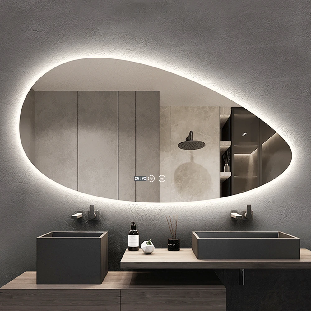 touch screen smart bathroom mirror with light LED wall bath mirrors with demister hotel makeup led mirror