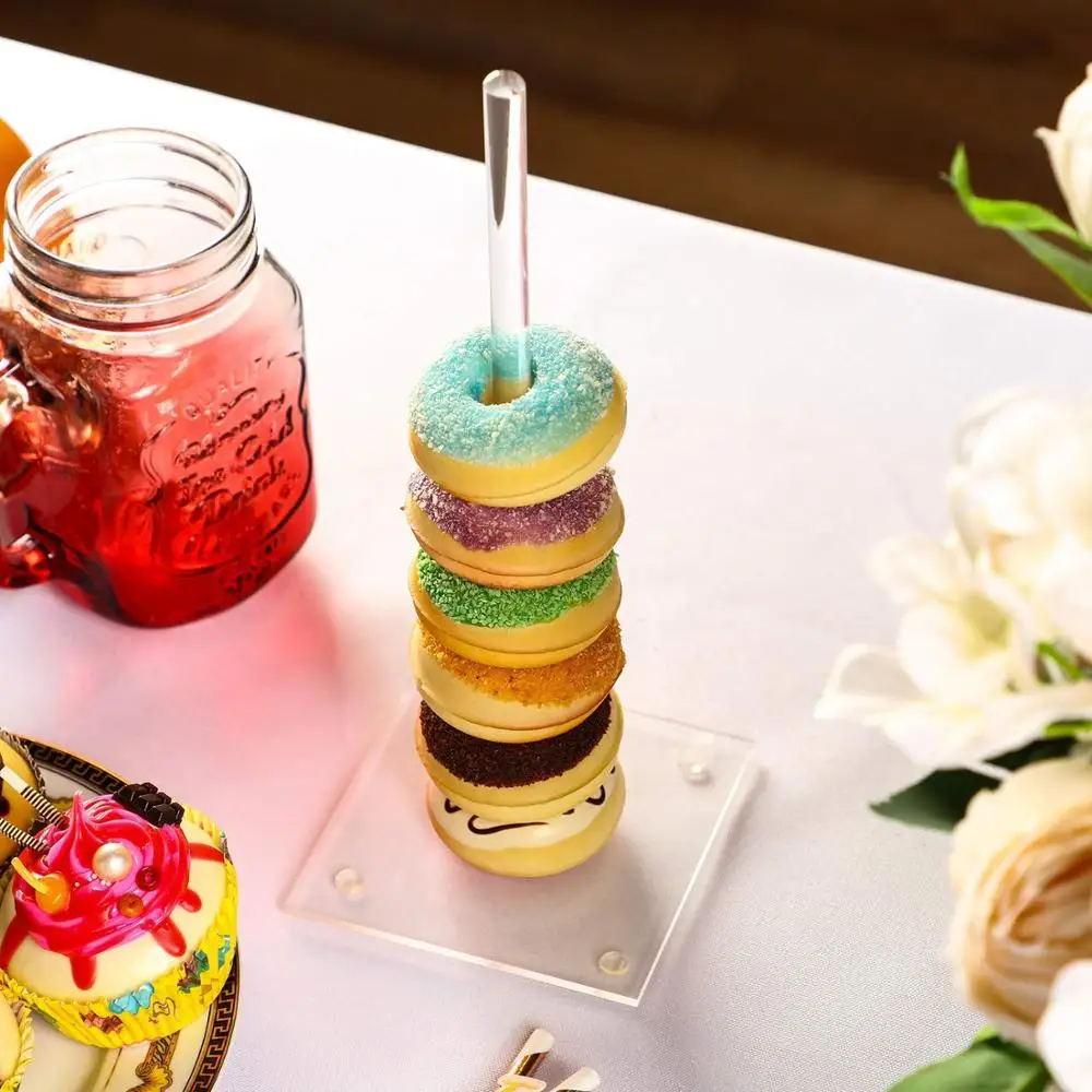 
Acrylic donut stand (5 pieces) transparent bagel display for wedding birthday party Christmas treat dessert table 