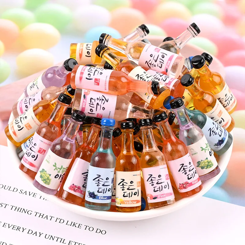 Mini 3D Simulation Korea Style Beverage Bottle  Resin Charms Cabochon For Slime Kid DIY Mobile Phone Hairclip Keychain Deco