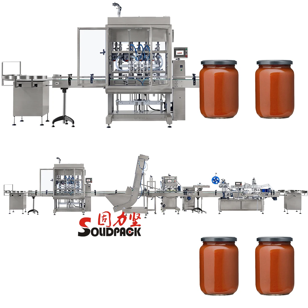 Solidpack автоматическая укупорочная машина для смешивания и розлива томатного соуса, небольшой наполнитель