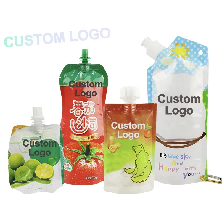 2023 Custom logo Printing Liquid Packaging Stand Up Drink Pouch with Spout Refill Squeeze Baby Food Juice Spout Pouch Bag