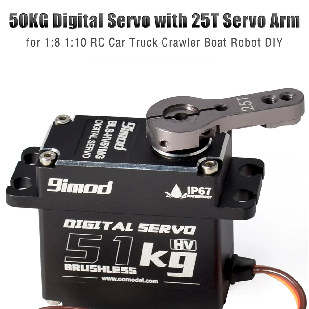 9imod 55kg Waterproof Servo IP67 180/270 Magnetic Sensor High Torque High Voltage Cordless Digital Servo DSC55MG Servo