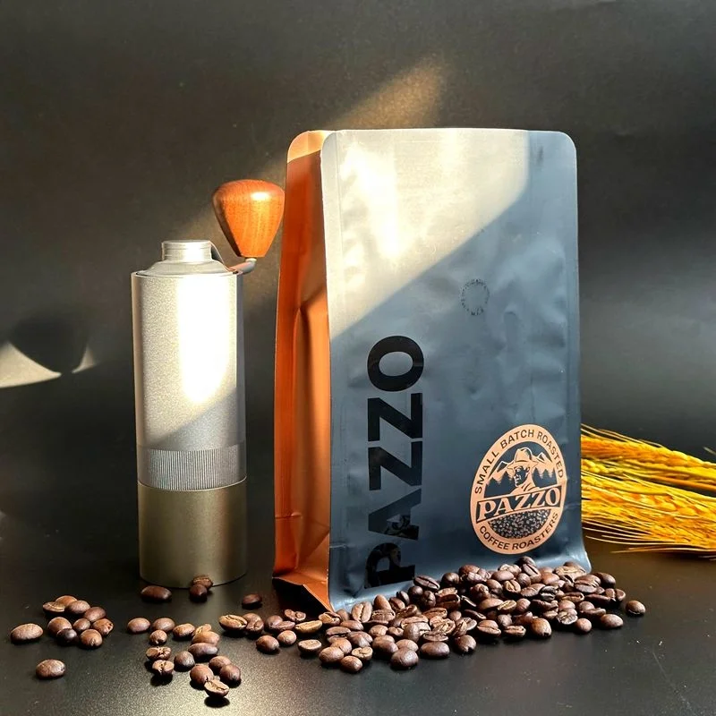 AT PACK 12OZ Resealable Matte Black Coffee Bags Flat Bottom Coffee Bag Coffee Beans