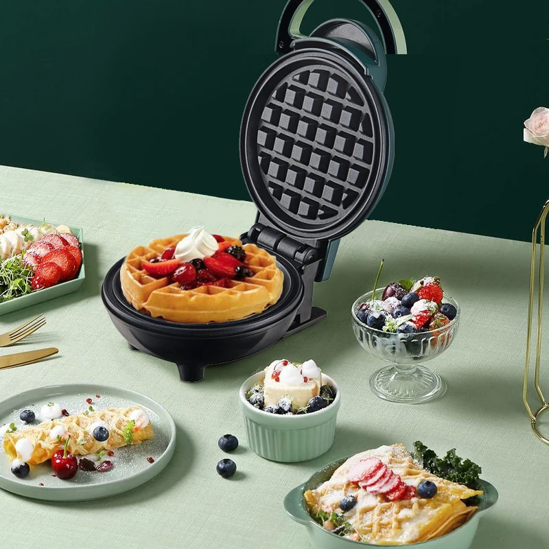 
Double Flat Mini Electric Waffle maker Electric Round Griddle For Individual Home Children Cake Baking 