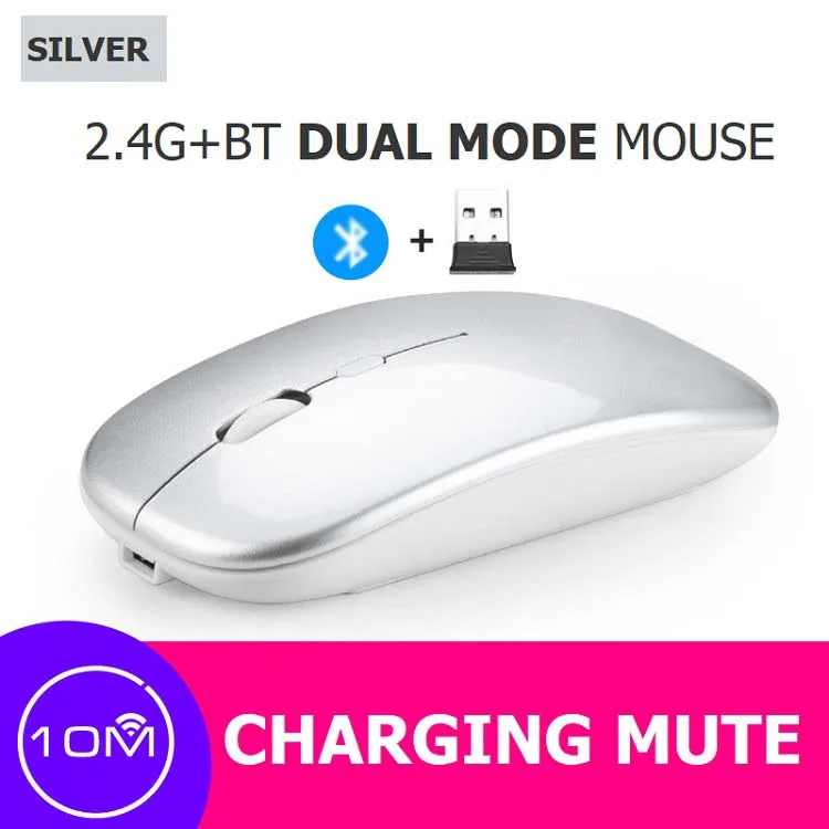 New Ultra-Thin Charging Wireless Silent Mute Mouse Office Mouse Rechargeable 2.4G BT Dual Mode Mouse