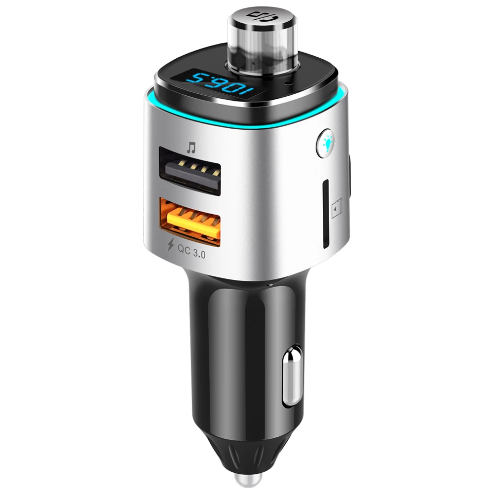 Автомобильное зарядное устройство с двумя USB-портами QC3.0 автомобильный FM-передатчик громкой связи для мобильного телефона дорожный адаптер