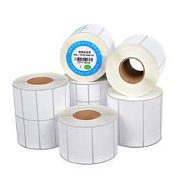 Custom Size White Sticker Matt or Glossy Thermal Synthetic PP Polypropylene Adhesive Paper Film Freezer Grade Barcode Food Label